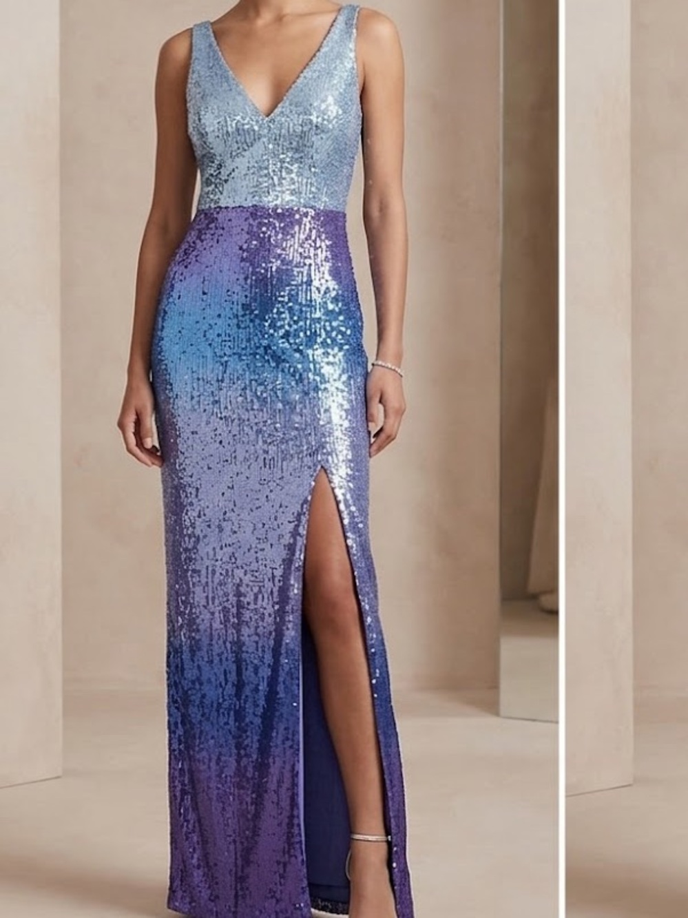 Bailey Blue Sequin Watercolor Dress mardi gras carnival